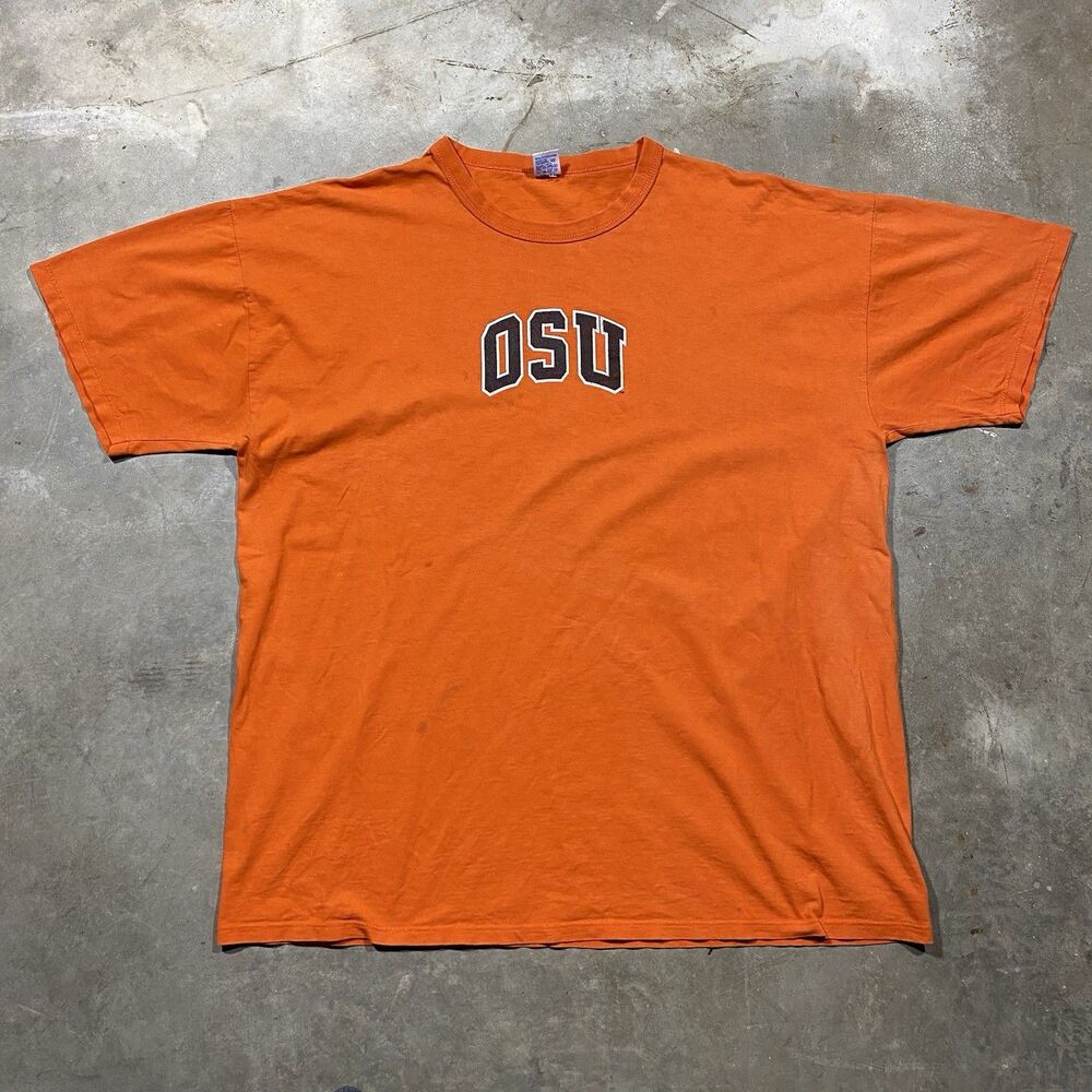 Vintage Russell Athletic OSU Orange T-Shirt Made in USA XXL Single Stitch